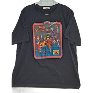 Romwe Tag You're It Grim Reaper Graphic T-Shirt | Men's Size L | Black